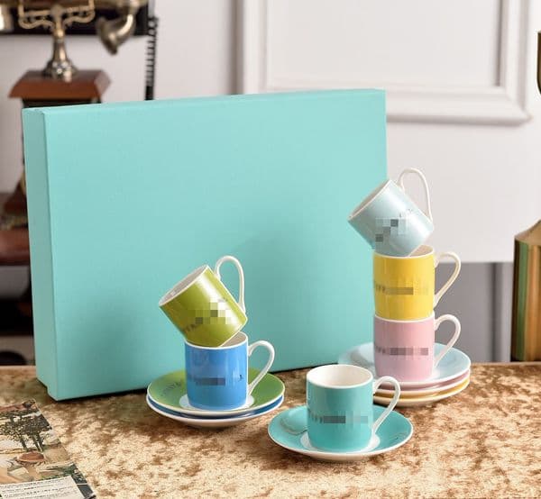 New Creative Simple Macaron Coffee Cup Bone China 6 Pieces Color Turkish Espresso Cup Teacup