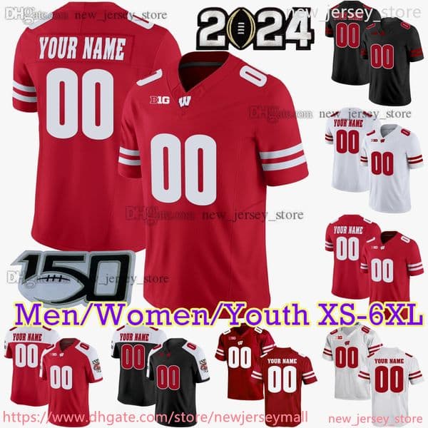 2024 Custom S-6XL NCAA Wisconsin Badgers Football Jersey 10 Tyler Van Dyke 23 Jonathan Taylor Chez Mellusi Will Pauling Tanner Mordecai Hunter Wohler Tawee Walker
