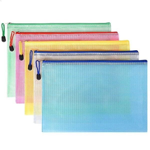 3C thick A4 mesh zipper file bag transparent PVC customized waterproof storage data 240906