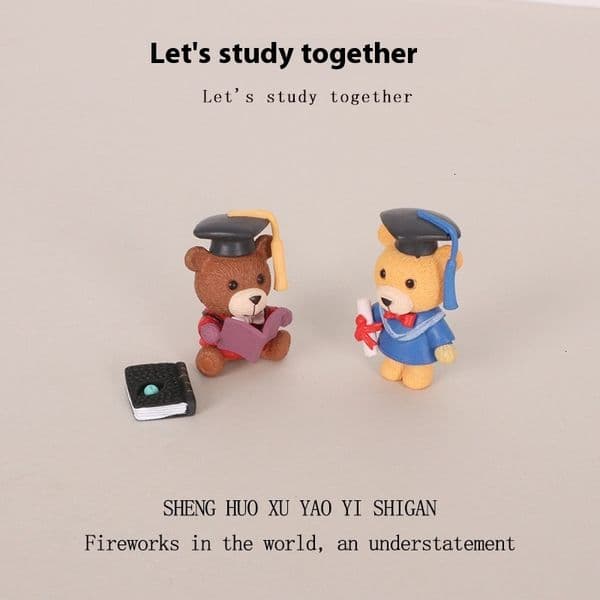 Mini Cute Bear Doctor Learning Creative Resin Crafts Ins Micro Landscape Office Desktop Ornament OB1