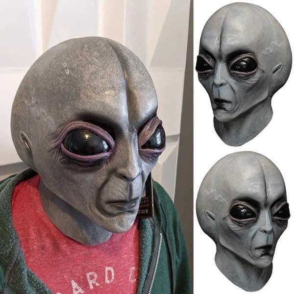 UFO alien skeleton mask role-playing horror latex mask helmet Halloween costume party props W240905