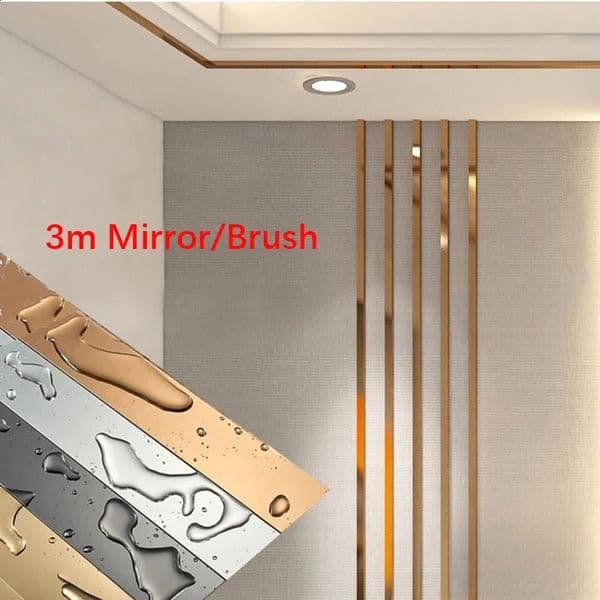 3 metersroll wallpaper strip mirrorbrush stainless steel flat selfadhesive decoration used for household wall tape 240903