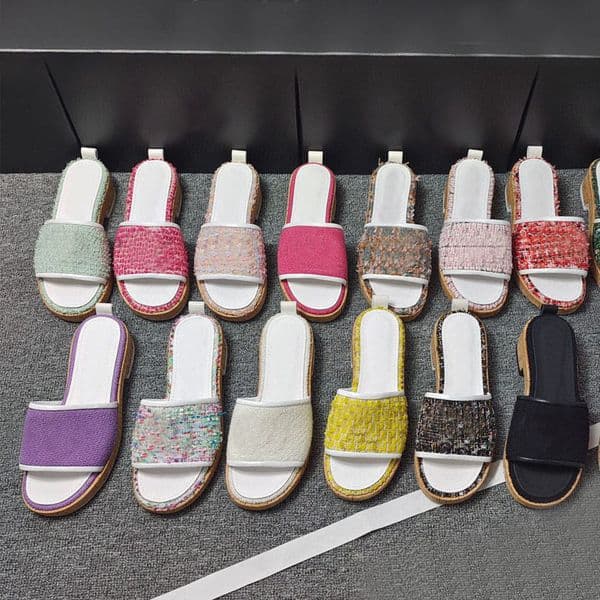 Classic designer womens beach Half slippers 100% leather Thick heels Metal Slides cowhide summer woman shoes Lazy Sandals High heeled shoe Large size 34-39-42 With box