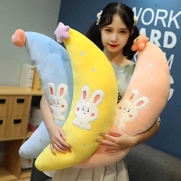 Cute Moon Plush Toy Pillow for Childrens Sleep Comfort Doll Soft Toy Birthday Gift Y240907