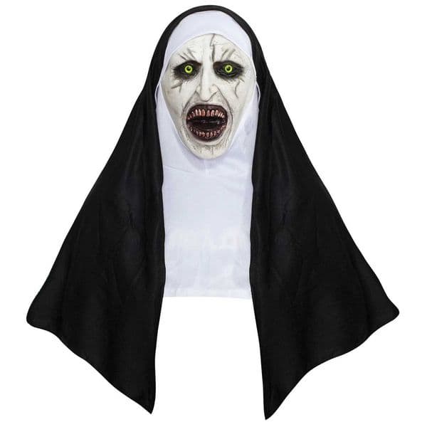 Horror Nun Mask Headscarf Cosplay Creepy Valak Ghost Face Latex Masks Halloween Carnival Purim Party Headpiece Costume Props M240906