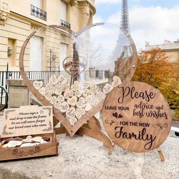 Party Supplies Sweet Heart Wedding Guest Book Heart-shaped Decoration Wooden Drop Guestbook Signature Table Decor
