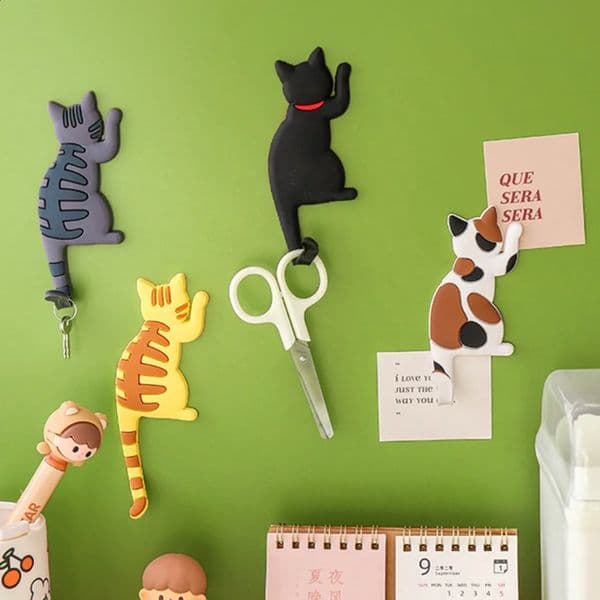 Fridge Magnetic Hook Strong Magnetic Hook Trackless Removable Japanese Creative Cartoon Cat Tail Refrigerant Sticker Hook 240905