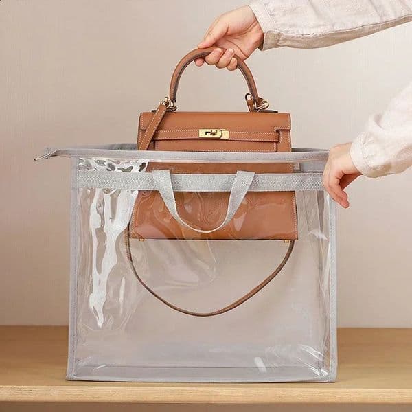 Dustproof wardrobe clothes hanger storage bag transparent sun dried shoes wardrobe wallet organizer handbag 240907