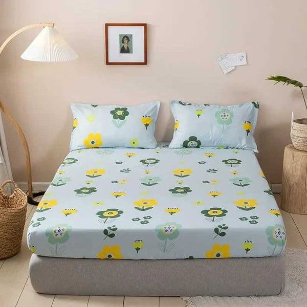 Mattress cover or pillowcase with elastic band soft printing solid polyester patch protecting linen double large size W240907