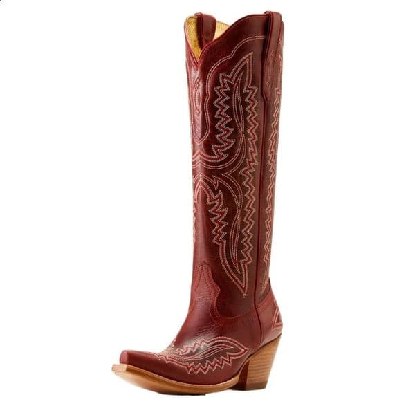 autumnwinter womens european and american pointed thick high heel tube large western zipper cowboy boots 240907