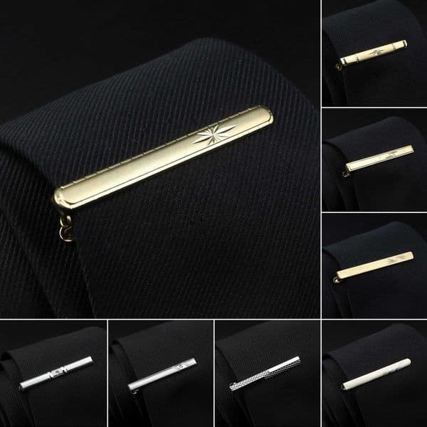 Tie Clips New mens metal tie clip necklace bright chrome stainless steel jewelry clip wedding tie pin W240907 z241025