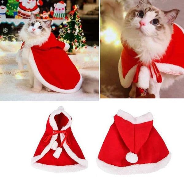 Cat Costume Santa Cosplay Funny Transformed Cat/Dog Pet Christmas Cape Dress Up Clothes Red Scarf Cloak Props DecorXJ240906
