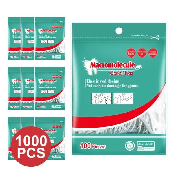 1000pcs Dental Floss Plastic Toothpicks with Thread Ultra Thin Dental Threads Teeth Stick Durable Tooth Picks Flosser 240905