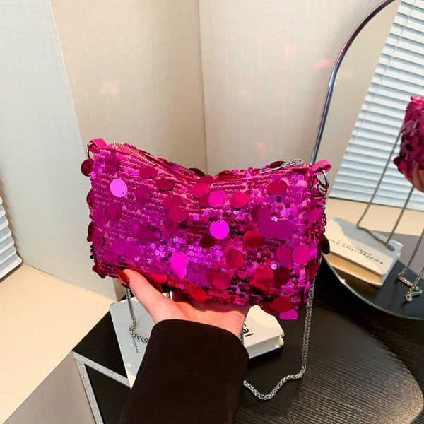 CMM Commuter Personalized Glitter Handbag for Women Korean Trendy Fashion Single Shoulder Crossbody Bag Banquet Bag