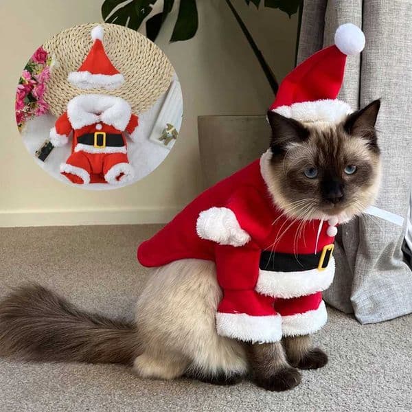 Christmas Pet Cats Cosplay Suit New Year Cats Clothes For Small Dogs Funny Santa Claus Dress Up Costume Puppy Kitten Apparel PugXJ240906