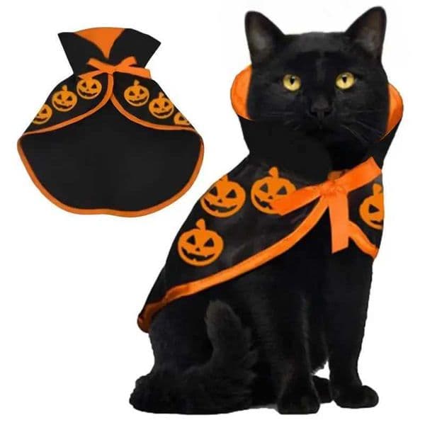 Pet Costumes For Cats Breathable Soft Halloween Cute Pet Clothes Black Cloak Shape Bat Pattern Harness Costume Cat Dog CosplayXJ240906