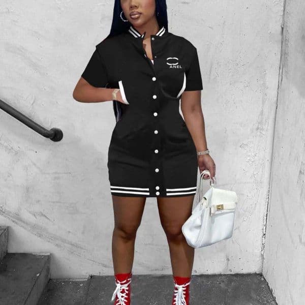 Designer Dress Womens Casual Varsity Dresses Summer Short Sleeve Button Medium Sports Basketball Jersey Clothing