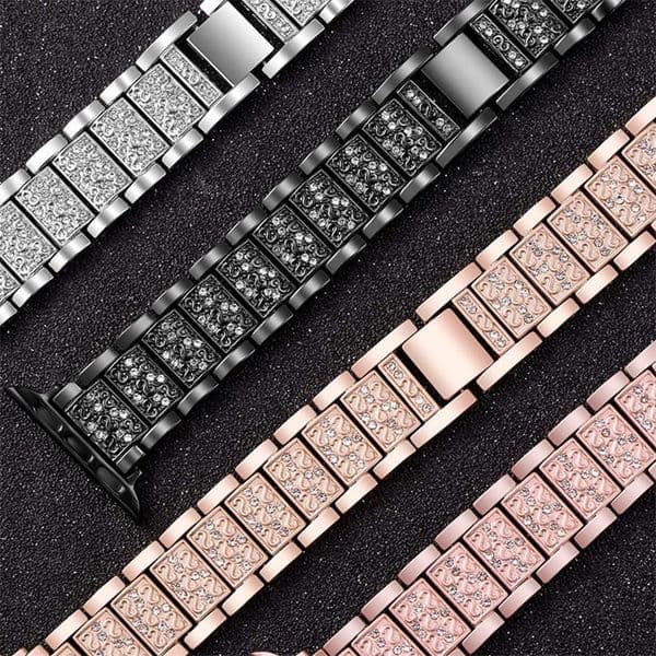 Fashion Designer Set Diamond For Apple Watch Bands 49mm 45mm Straps 38/40/41mm 42/44/45mm Four-leaf Clover metal strap iwatch series 10 9 8 7 6 5 4 3 Steel Buckle Replacement