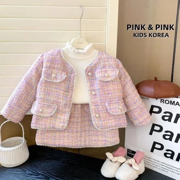 Infant Baby Girl Winter Outfits Sets Toddler Cotton Padded Jackets Coat and Skirts Kids Fall Clothing Set fits 1-4Years 240902