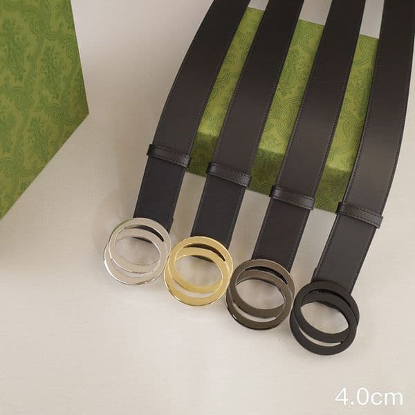 Man Woman Belt Designer Belts Genuine Cowhide Leather Width 4cm Pattern Brand Classic Smooth Buckle Gold Sliver Buckle Black Color