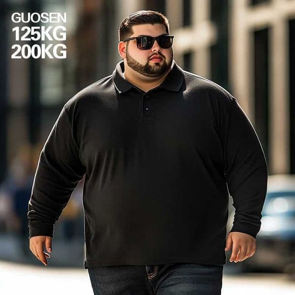 Polo man size 7XL 8XL 9XL 10XL 11XL Plus obesity 140kg 150kg 160kg 170kg long sleeved T-shirt oversized mens clothing W240913