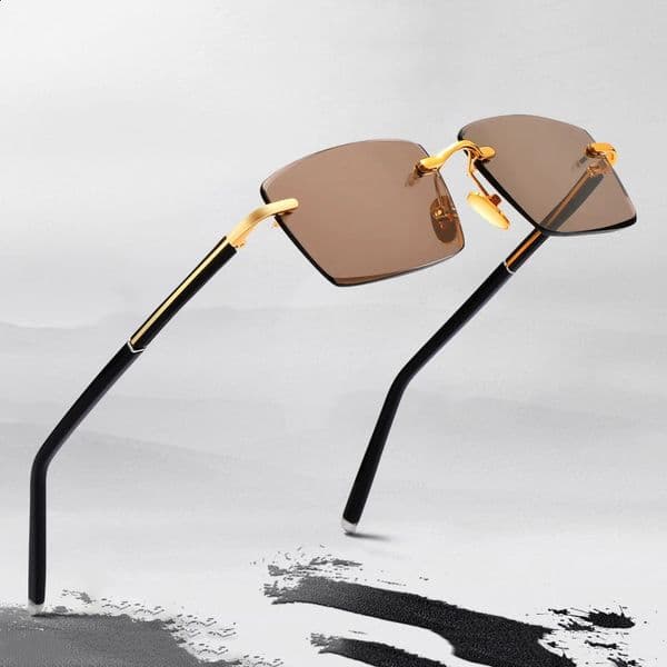Borderless sunglasses for men and women luxurious crystal stone sunglasses retro sunglasses transparent glasses UV400 Oculos 240909