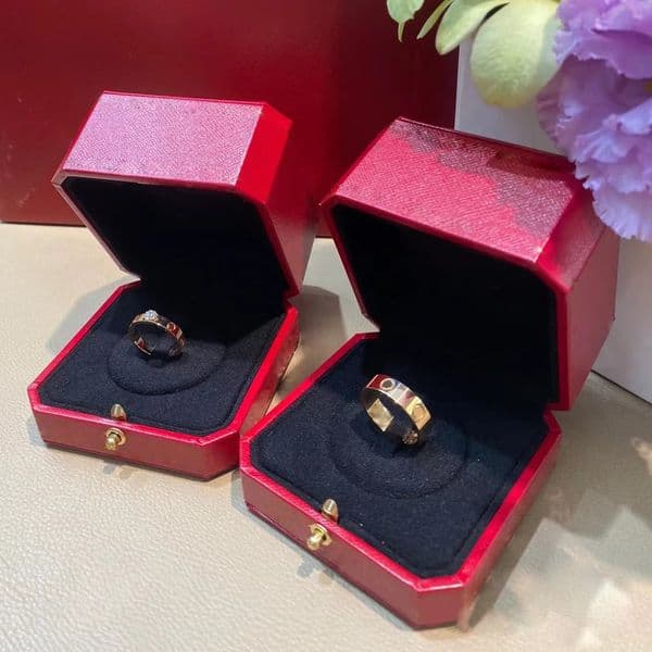 Diamonds titanium steel silver love ring men women rose gold jewelry for lovers couple rings gift With box luxury