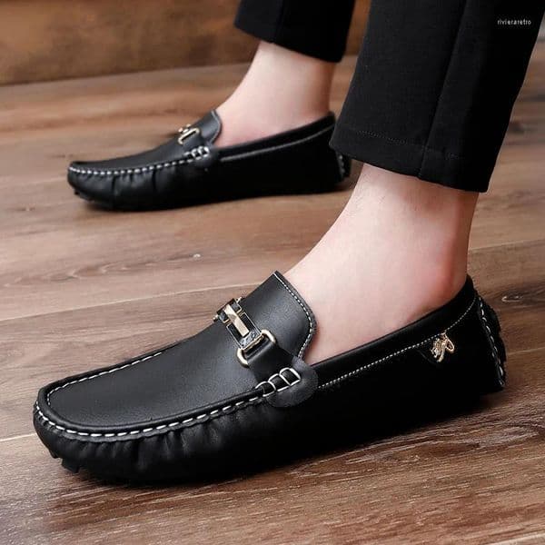 Casual Shoes Men's 2024 Loafers Men Handmade Leather Driving Flats Fashion Slip-on Luxury Breathable Comfy Moccasins