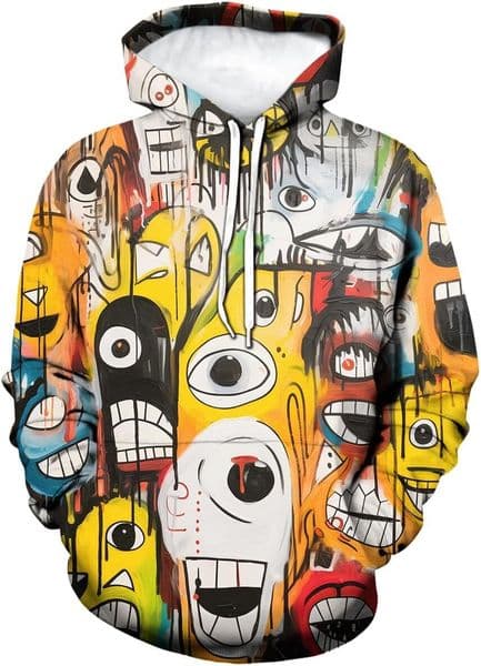 Hoodie for Mens Womens Men Women 3D Trippy Graffiti Animation Graphic Hoodie Hooded Sweatshirts Pockets Long Sleeve Pullover Graphic Hoodies sweatshirt