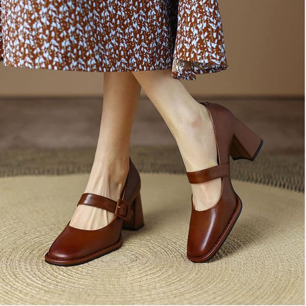 New Spring Fashion New Autumn Pumps High Chunky Buckle Loafers Platform Black Brown Retro Heels Women Shoes 8be2 d59a