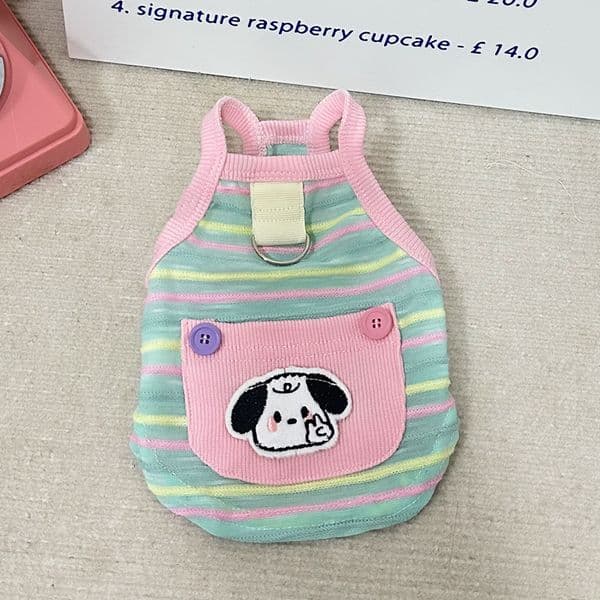 Dog Suspender Vest Clothes Ins Spring/summer Thin Protection Clothes Colored Striped Suspender Teddy Bear Small Dog Pet Clothing