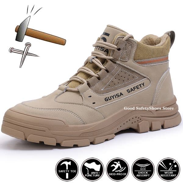 Toe Steel Puncture-Proof Indestructible Safety Men Work Boots Footwear Protective Shoes Male 1d44