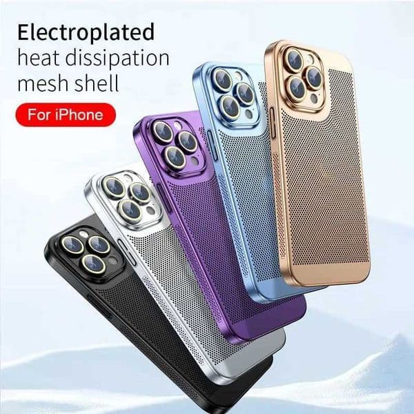Electroplate Breathable Heat Dissipation Cooling Case For iPhone 16 15 14 Pro Max 13 12 11 PC Hard Back Cover M240914