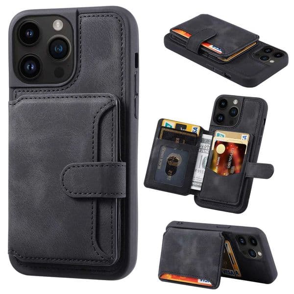 Luxury Leather Card Pocket Phone Case for iPhone 15 Pro Max 13 11 12 14 16 Pro Max 15 Plus Wallet Shockproof Back Cover Cases M240914