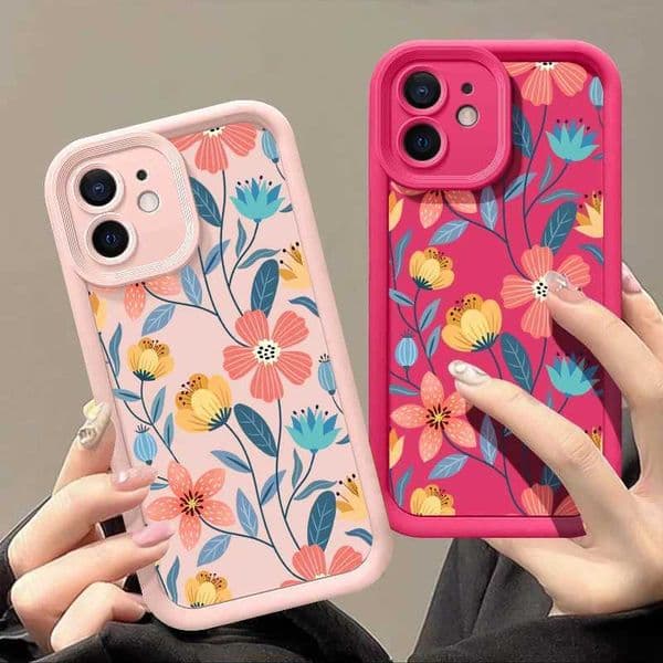 Colorful Flowers Silicone Case For iPhone 15 16 Pro Max 14 13 12 11 Pro Max 7 8 XR XS SE Shockproof Bumper Soft TPU Phone Cover P240914