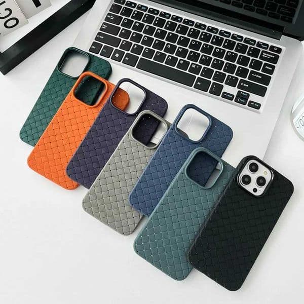 Braided Textured Phone Case for IPhone 16 15 14 11 12 13 Pro Max Liquid Silicone Knitted Pattern Breathable Cooling Back Cover P240914