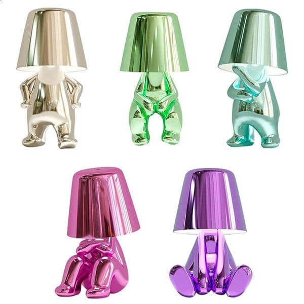 Italian Golden Man LED Night Light Thinker Decoration Brother Cafe Bar Bedside Learning Childrens Room Desk 240905