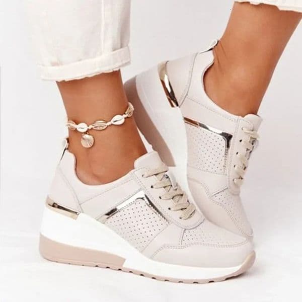 2024 New Women Chunky Solid Color Platform Thick Bottom Zipper Women's Vulcanized Shoes Sneakers atos De Mujer