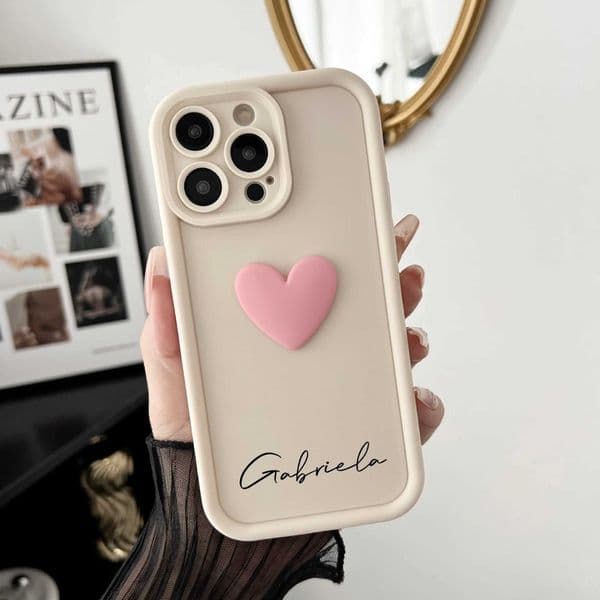 Cute INS Love Heart Personalized Name Case For iPhone 16 15 14 13 12 11 Pro Max Luxury Soft Silicone Custom DIY Cover 15 Pro Max M240914