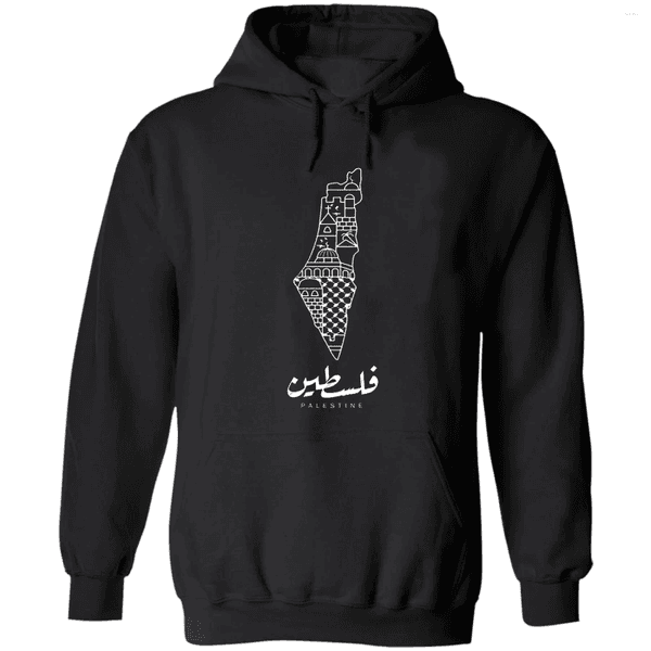 Men's Hoodies Palestinian Map Arabic Calligraphy Palestine Pullover Hoodie Cotton Comfortable Casual Mens Sweatshirt Fashion Streetwear