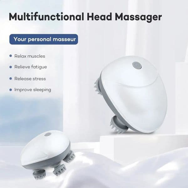 Electric Head Scalp Massager for Hair Growth Stress Relax with 4 Massage Heads Body Health Care Shoulder Neck 240911