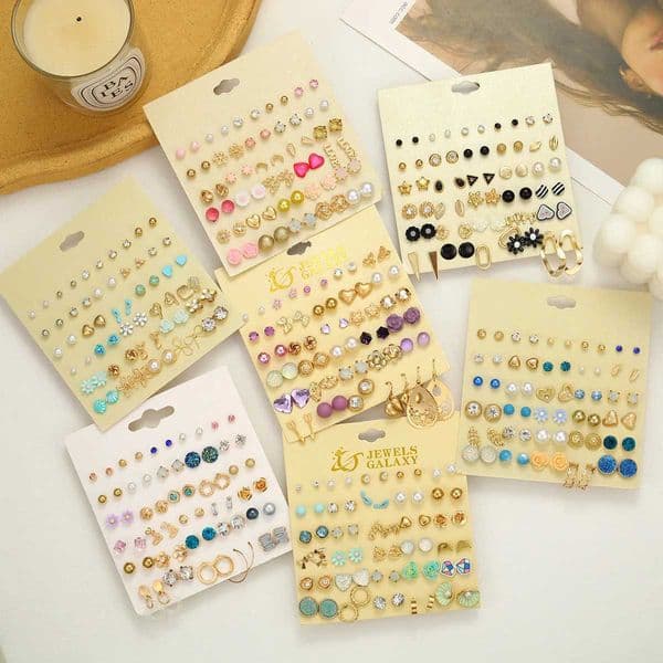 Fashion Zircon Pearl Love Earrings Colorful Geometric Metal Crystal Bead Ear Studs For Women 2023 New Trendy Girls Jewelry GiftsX240918