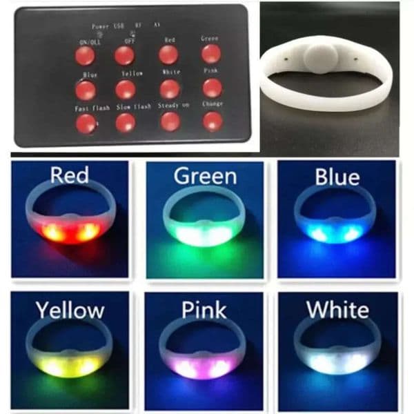 Changing Color Silicone LED Gift Bracelets Wristband With 12 Keys 200 Meter Remote Control Flashing Light Glowing Wristbands For Party Clubs Concerts s