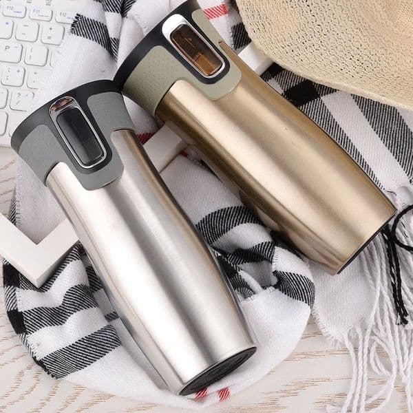 Customized stainless steel coffee cup vacuum insulated leak proof beverage bottle with lid automatic portable cup gift box 240918