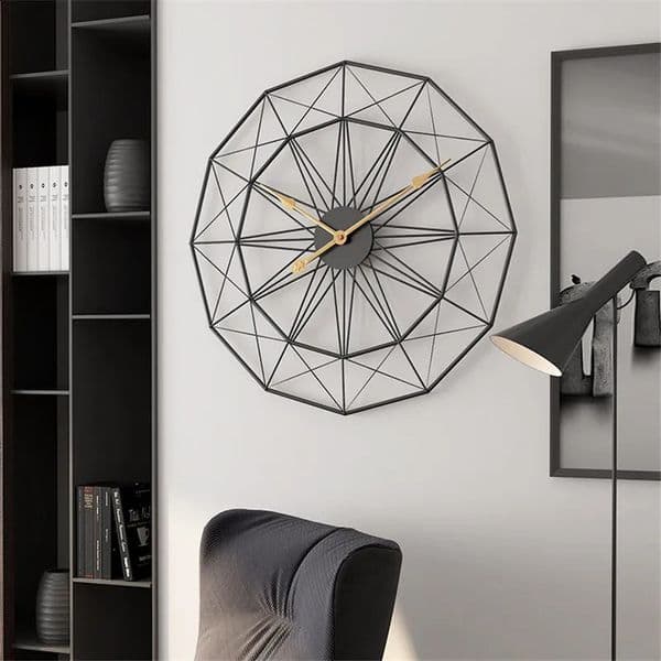 n Wall Large Room 50cm Geometric Office Iron Retro Industrial Style Clock Hanging Home Decoration Modern Lifestyle 240919