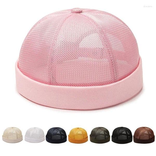 Berets Summer Casual Landlord Hat Street Melon Skin Tide Hats Without Brim Breathable Mesh Hip Hop Cap Men And Women Universal Caps
