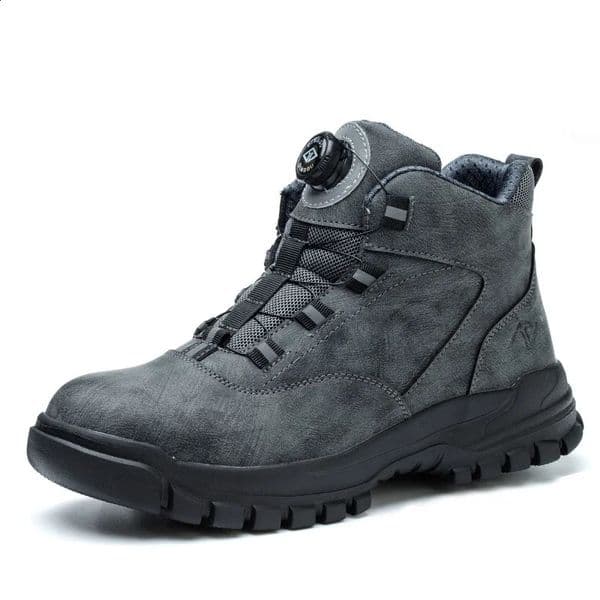 Rotating button safety shoes mens waterproof work boots shockproof and puncture resistant protection lightweight work shoes for autumn and winter 250226BJ