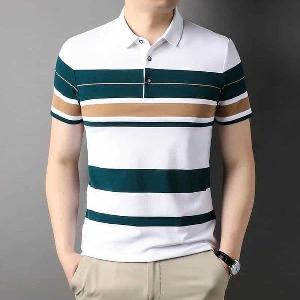 New Summer Mens Fashion Polo Shirt High Quality Striped Shirt Polo Short Sleeved Casual Button Shirt Men Clothing Senior TopsX240920
