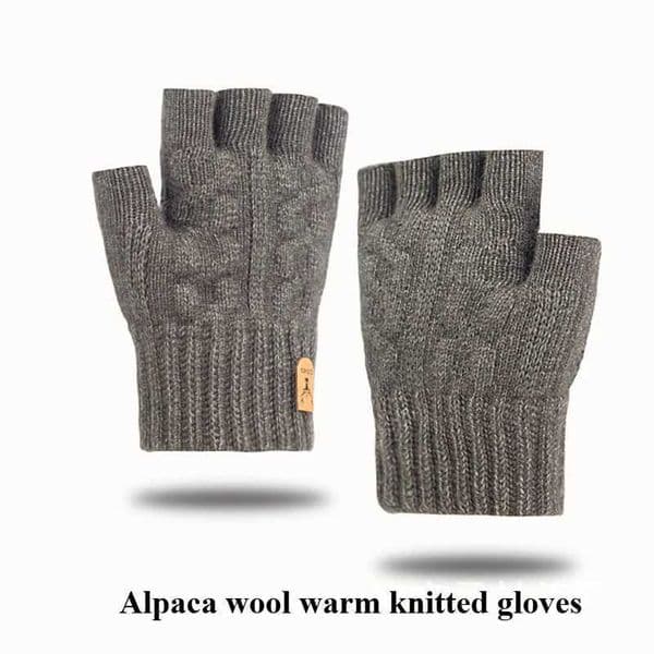 Winter Mens Half Finger Writing Office Bicycle Knitted Gloves Student Alpaca Wool Warm Thick Elastic Driving Gloves CL240920