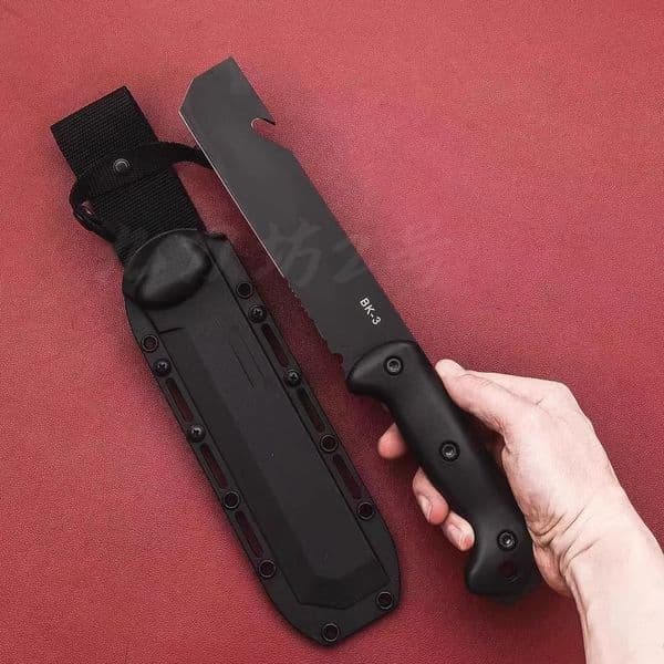 Us BK-3 1095 carbon steel Tactical knife Knife +Kydex sheath, High hardness jungle hunting knife, Survival knife for chopping firewood folding knife and clearin